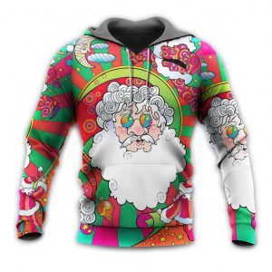 Christmas Santa Claus Psychedelic Colorful Hippie Unisex Hoodie