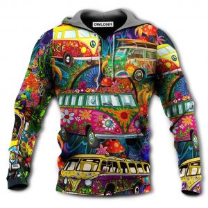 Hippie Van Colorful Vans On The Way Unisex Hoodie